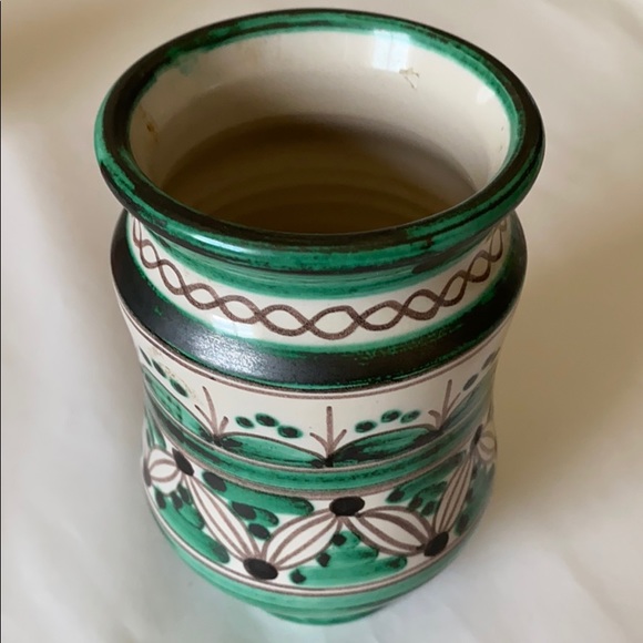 Other - Spanish Small Vintage Green Hand-Painted Vase